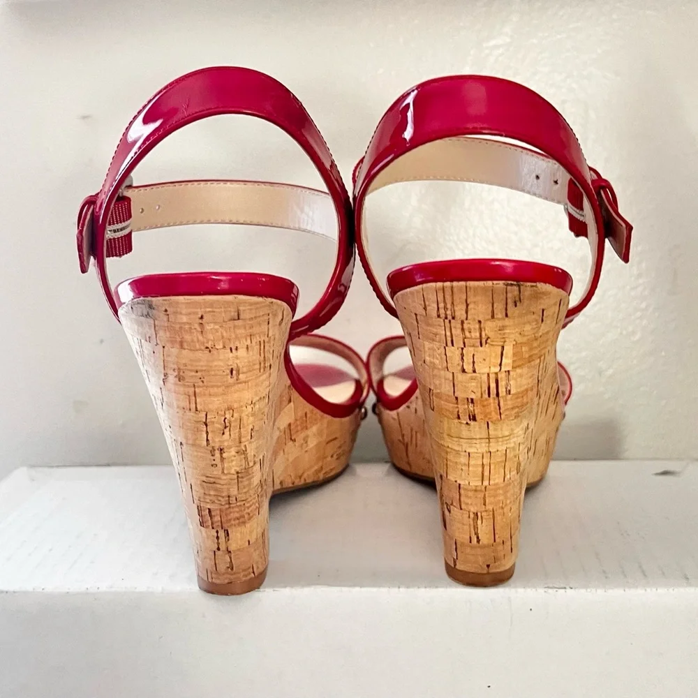 Nine West Red Patent Leather Platform Sandals